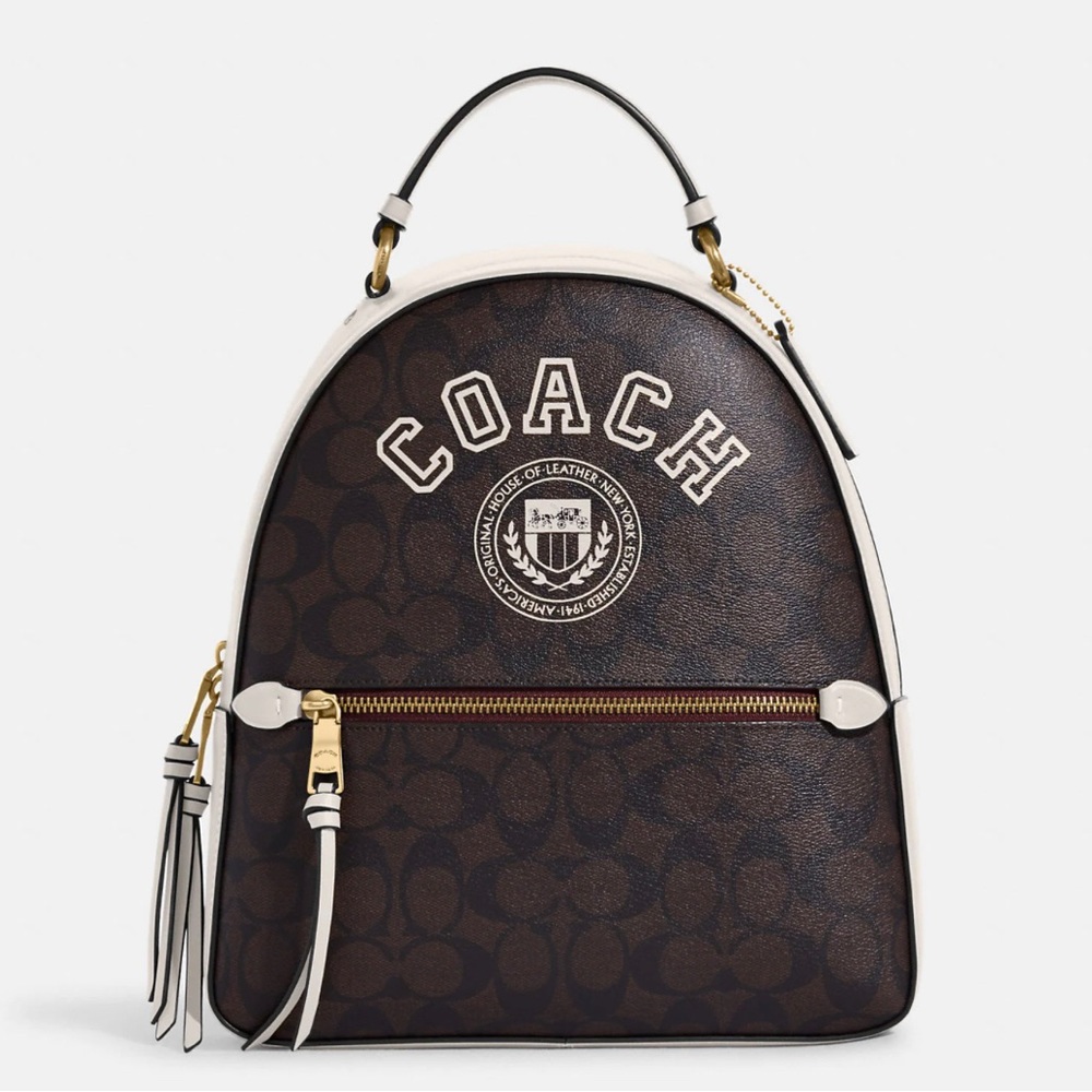 NWT Coach Jordyn Backpack Signature Canvas w/Varsity Motif Below $450 Retail
